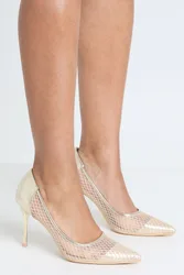 Womens Mesh Stiletto Court Shoes - Gold - Size Uk 6