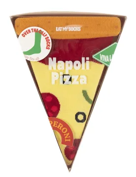Pair Napoli Pizza Slice Cotton Socks Pizza One Size - Multi Coloured - Size: One Size - EAT MY SOCKS - FashionsVida