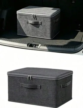 Caja de almacenamiento plegable para maletero de coche con tapa, organizador de almacenamiento impermeable con asa reforzada de gran capacidad, caja d - Shein - FashionsVida