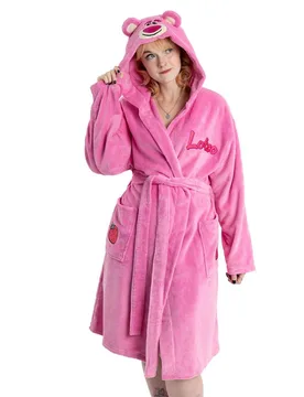 Women's Hooded Bathrobe Pink Official Merch Size: Medium - Pink - Size: M - Disney - FashionsVida