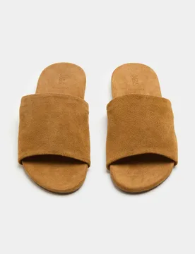 M&S Suede Flat Mules Tan female - M&S - FashionsVida