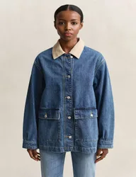 Denim Collared Jacket Blue female