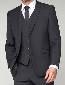 Mens Sleeveless V-Neck Plain Tailored Suit Waistcoat In Charcoal - Size 38 (Chest) - Scott - FashionsVida
