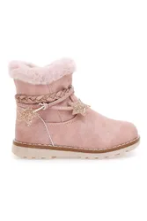 Stivaletti rosa con bordo in pelo e stelle glitter 1528 21