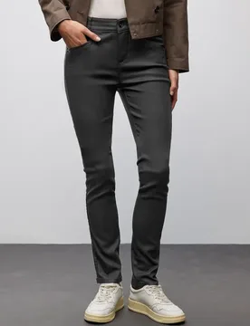 Slim Fit Coated Hose female Schwarz - Street One - FashionsVida