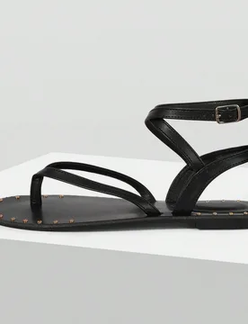 Sandalias planas de mujer para ocio y vacaciones con cordones, color liso y remaches - Shein - FashionsVida