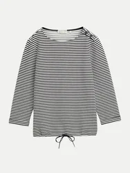 Langarmshirt mit Knopf-Details Schwarz M