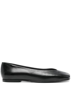 Squared Toe Low-Heel Leather Flats (0.5cm Heel)