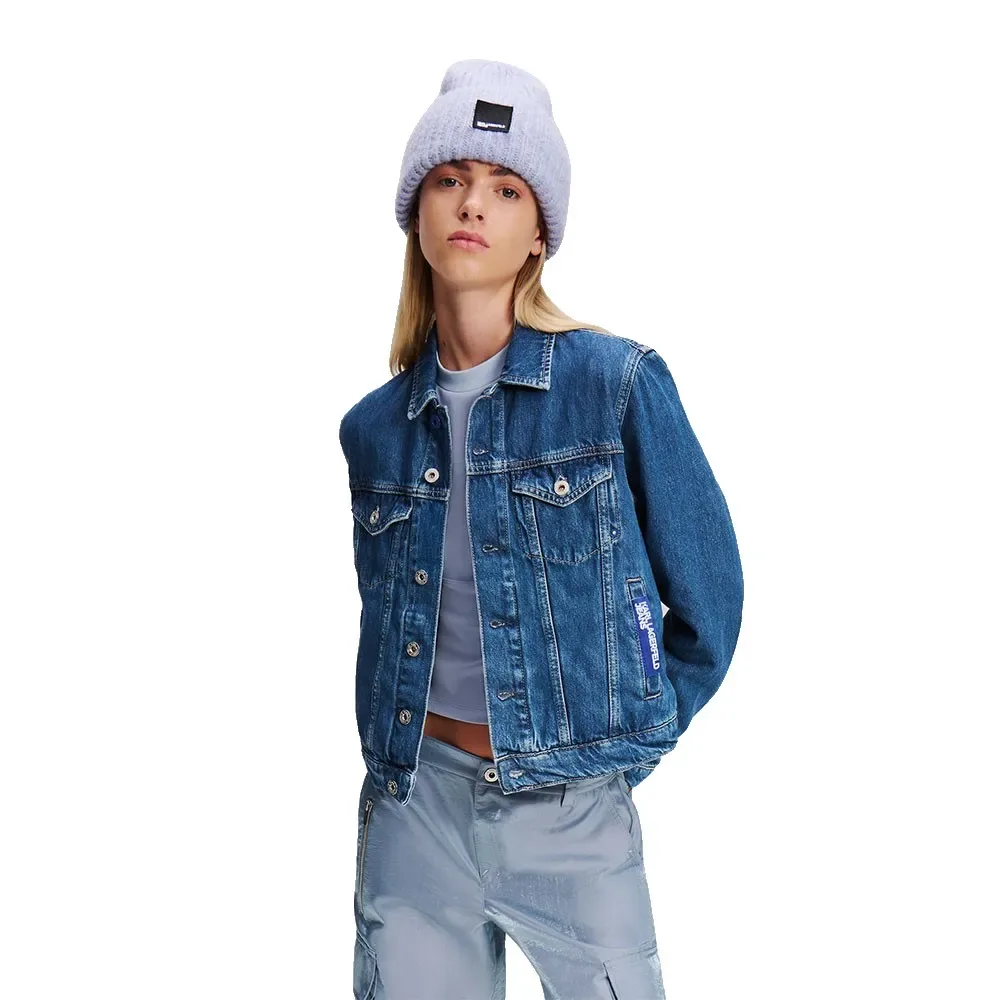 Karl Jeans Giacca Di Jeans A1w1002 Regular Washed Mid Blue XS - Lagerfeld - FashionsVida