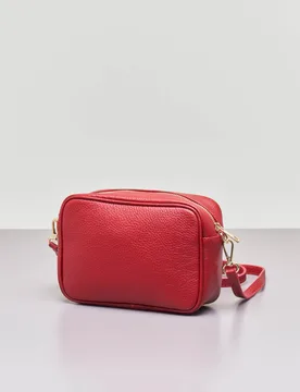 Cross bag in pelle rossa effetto martellato - Hlo! - FashionsVida