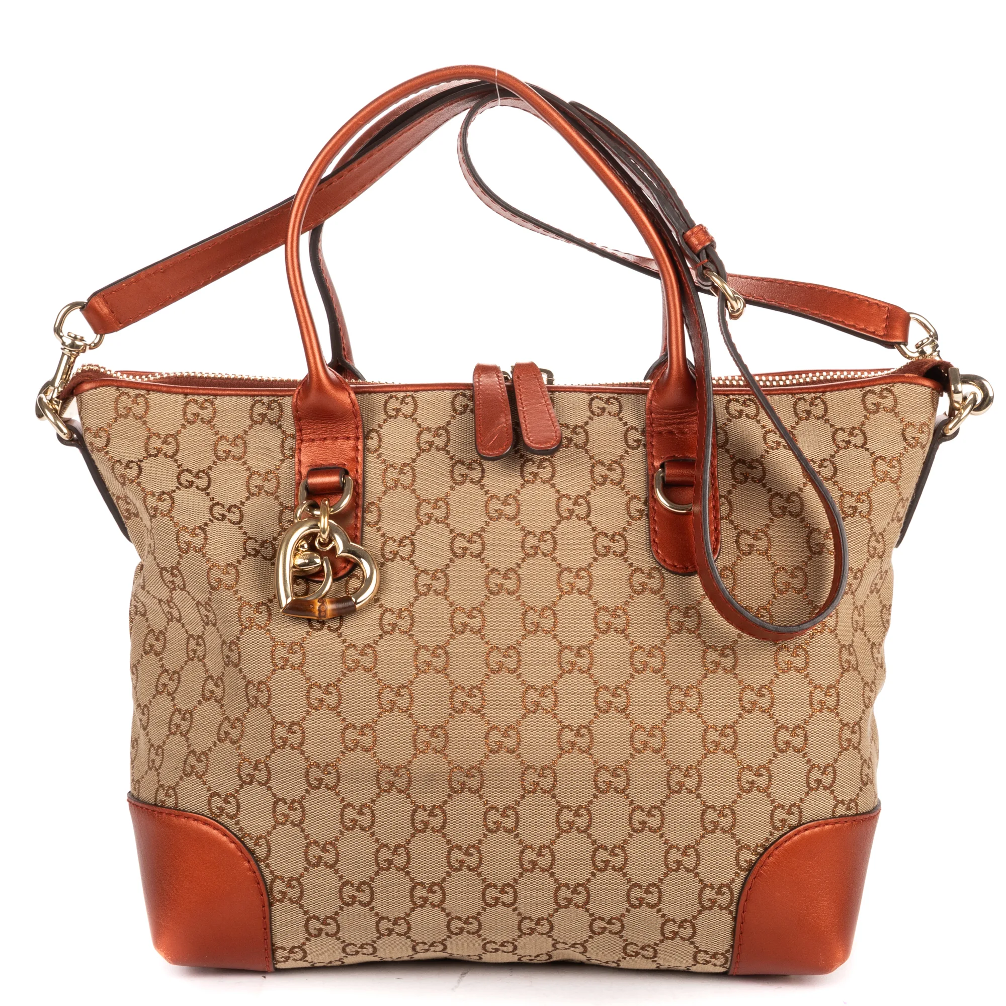 Pre-Owned Womens Heart Bit Zip Tote Shoulder Bag - Beige - One Size - Gucci - FashionsVida