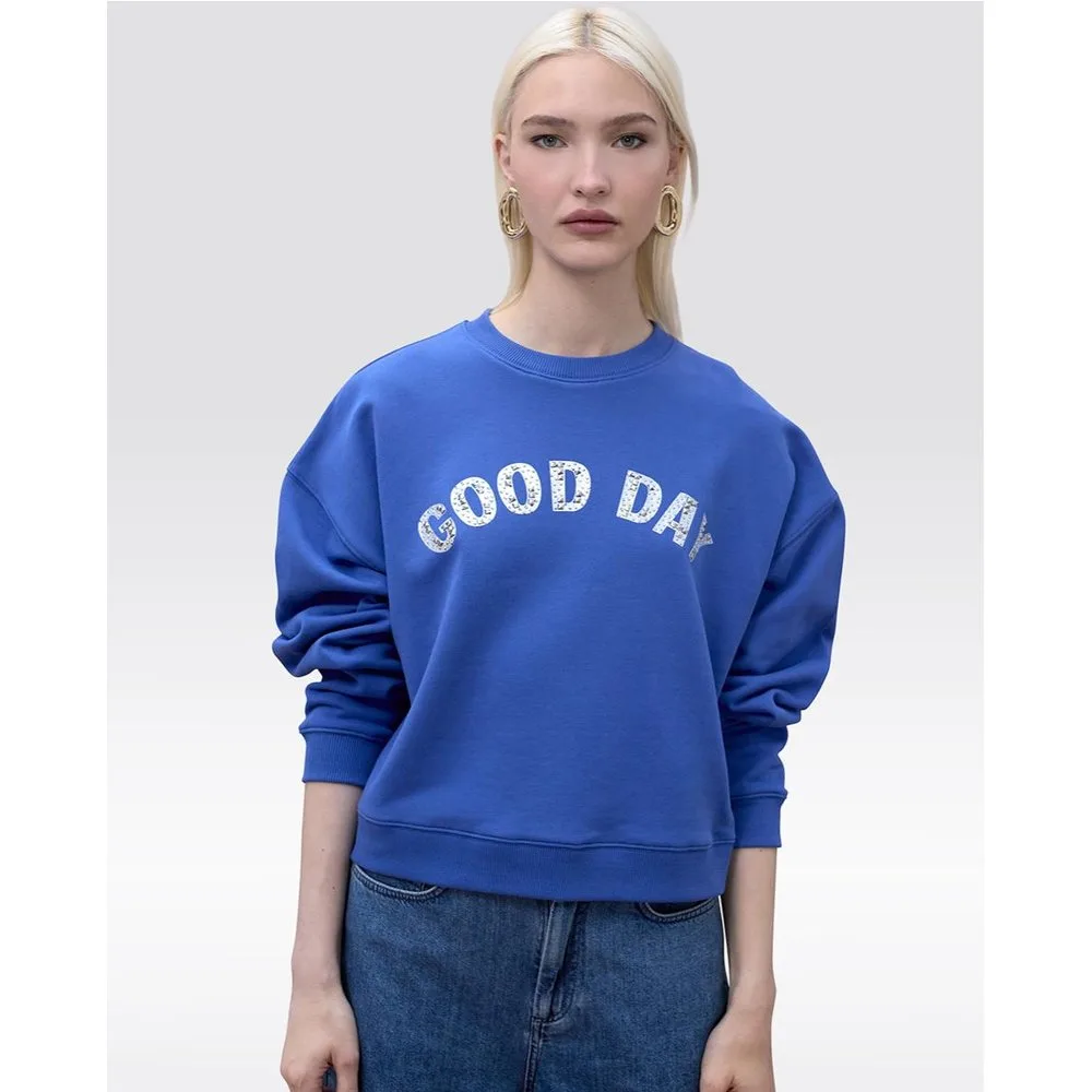 Sudadera de mujer con letrero frontal y cuello redondo - Lola Casademunt - FashionsVida