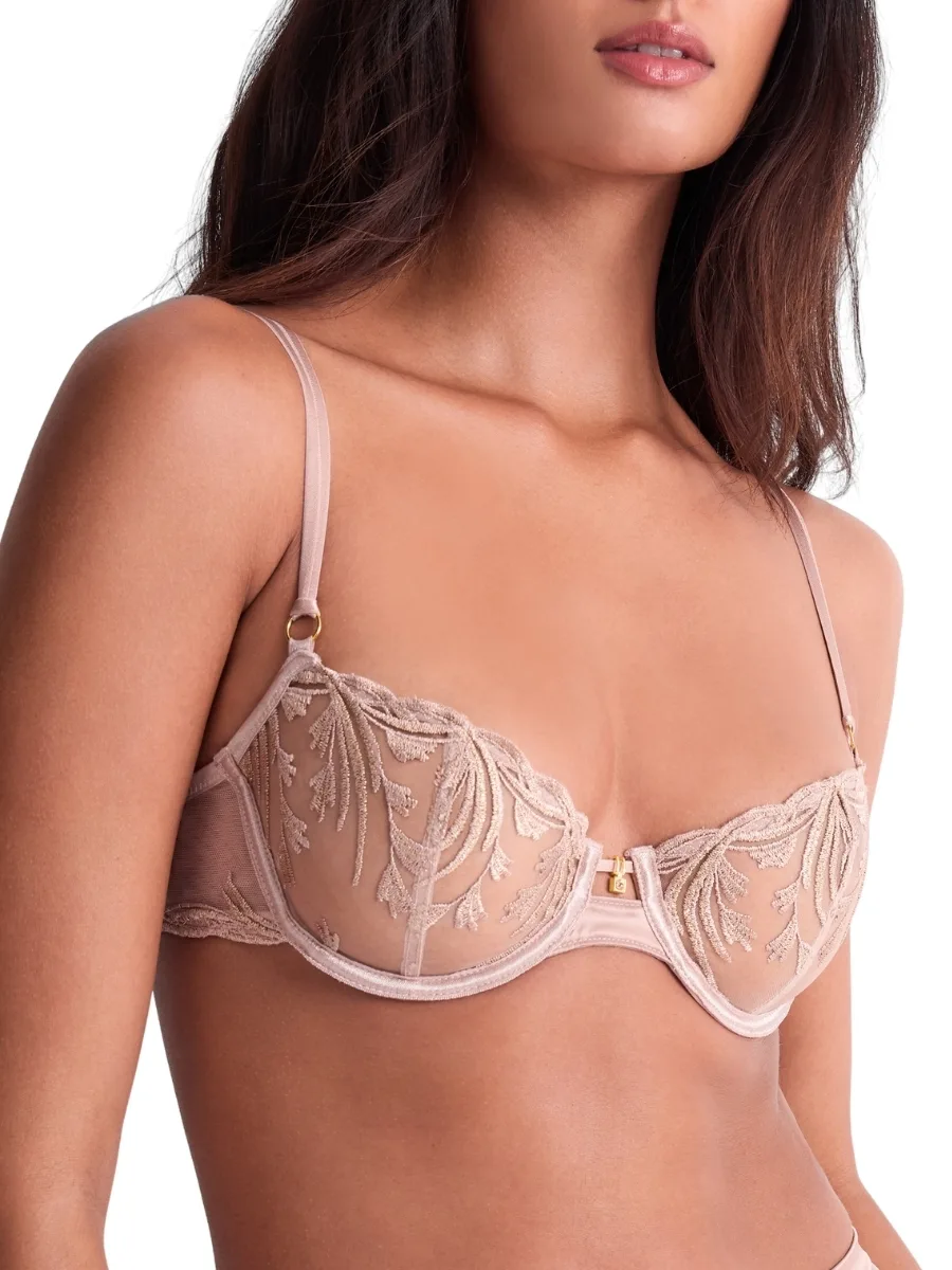 Womens Cosmic Romance Half Cup Bra - Pink Polyamide - Size 36e - Aubade - FashionsVida