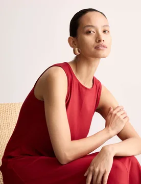 Jersey Tie Waist Midi Waisted Dress Claret female - Jaeger - FashionsVida