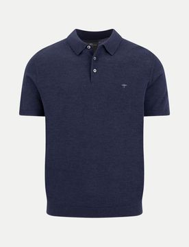 Strickpoloshirt aus Wolle Blau M