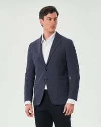 Blazer blu in jersey micro armatura di cotone stretch