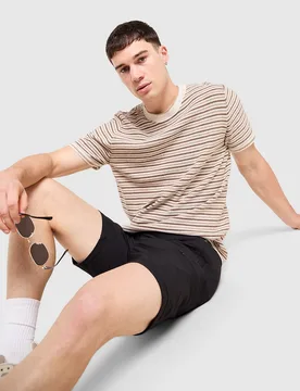 Stripe Knit T-Shirt - Herren, Braun - male - Size: S - BELIER - FashionsVida