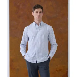 Camisa sport hombre algodon elastano manga larga