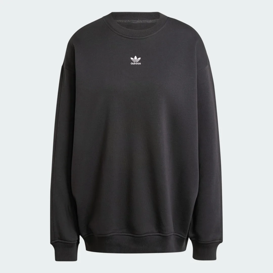 Felpa Essentials Fleece Long Oversized Crew M Black - Adidas - FashionsVida