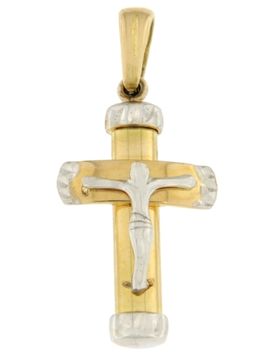 Ciondolo Croce Oro Giallo Bianco GL100839