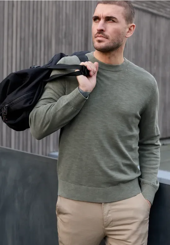 Street One Pullover mit Washed-Effekt male Grün - Street One MEN - FashionsVida
