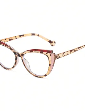Pieza Gafas de lectura de ojo de gato para mujer, marco de ojo de gato con estampado de leopardo y bloque de colores, gafas de lectura casuales elegan - Shein - FashionsVida