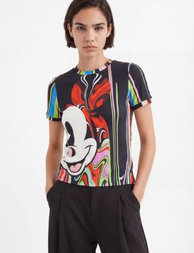 Camiseta Mickey Mouse M. Christian Lacroix, Mujer, Poliamida, Negro, XS