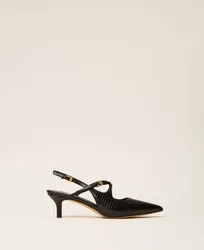 Escarpins slingbacks en cuir avec brides