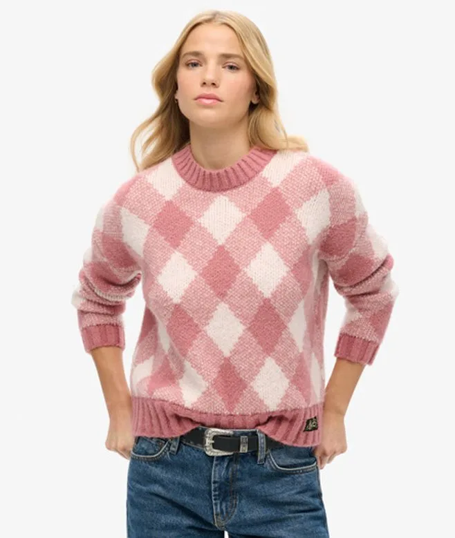 Superdry Damen Pullover mit Argyle-muster Pink - Größe: 44 - 89.99 - FashionsVida
