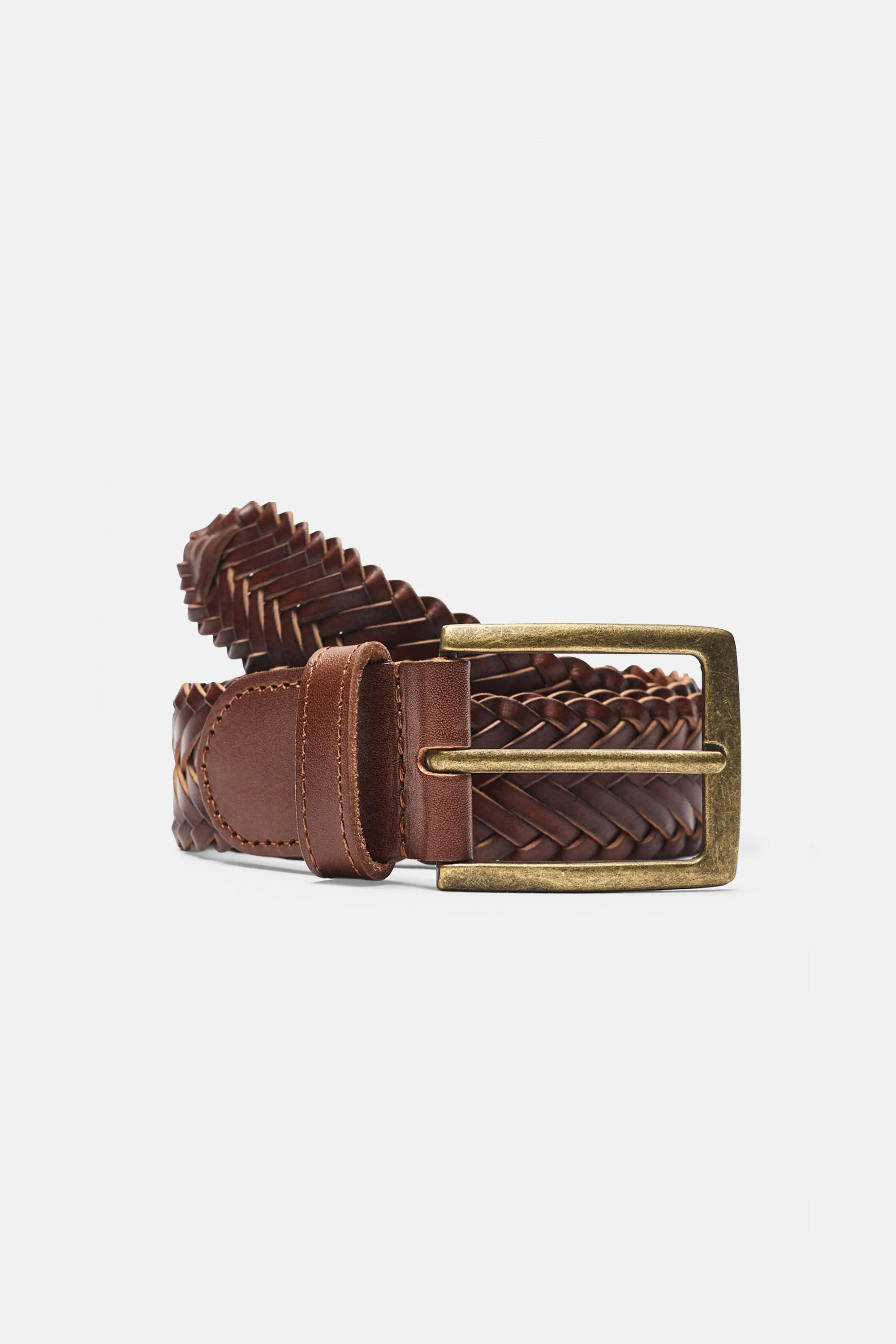 Leather Braided Belt (Size: ) - Pull&bear - FashionsVida