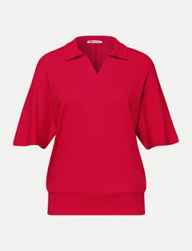 Poloshirt mit Elastikbund Rot 36 - Street One - FashionsVida
