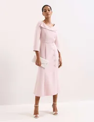 Textured V-Neck Midi Tailored Dress Light Pink female