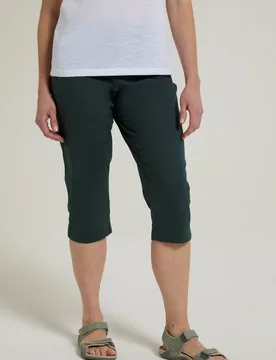 Women's 'Coastal' Stretchy Everyday Fast Drying Capris Trousers in Green Size: 16 - Green - Size: 16 - Mountain Warehouse - FashionsVida