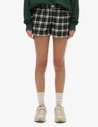 Brushed Cotton Checked Pyjama Shorts Black female