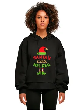 Sweat à Capuche Christmas Santa´s Little Helper Black M