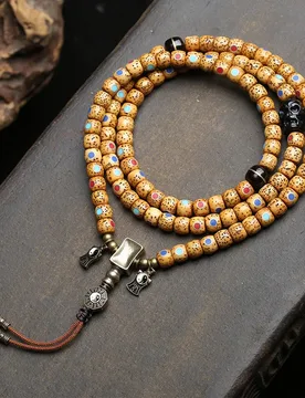 Tibetan-style cultural artifact multi-treasure inlay,star-moon bodhi,108 Buddha beads,prayer beads,agate,Shiduo Lin,coconut rind - Aliexpress - FashionsVida