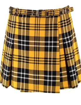 Yellow Checked Pleated Mini Skirt - Dior - FashionsVida