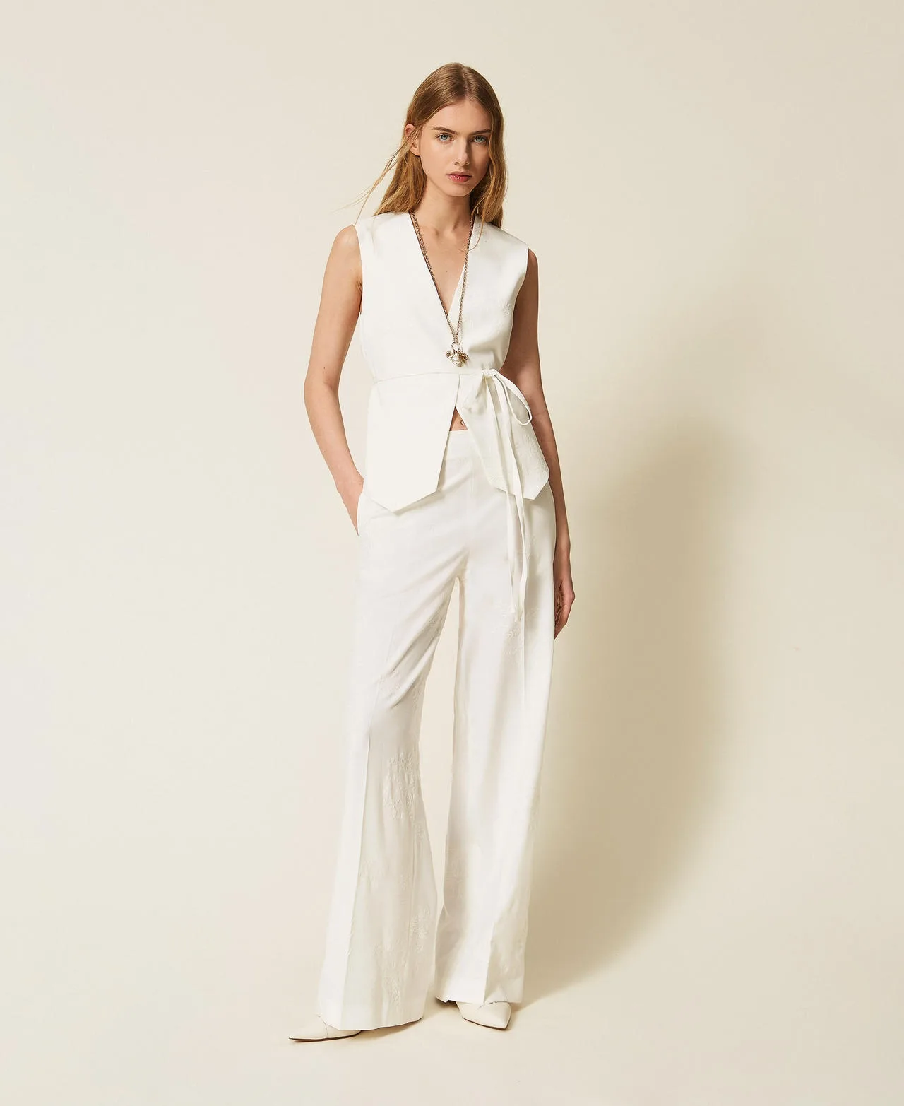 Twinset Pantalon palazzo brodé - TWINSET - FashionsVida