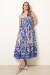 Women's Blue Sleeveless Round Neck Maxi Dress Size: Small/Medium - Blue - Size: S/M