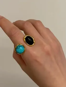 Brass Geo Malachite Statement Rings Women Jewelry Chic Punk Gothic Boho Hiphop Runway Party Designer Japan Korea Fashion - Aliexpress - FashionsVida