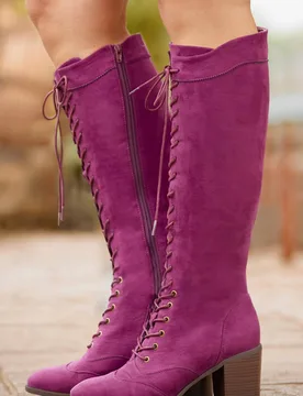Women's My Own Way Lace Up Knee High Boots in Purple Size: 4 - Purple - Size: 4 - Joe browns - FashionsVida