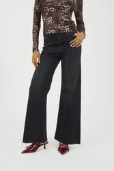 Womens Black Mid Rise Wide Leg Jeans - Size 8 Uk
