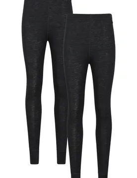 Merino Womens Baselayer Pants 2-Pack - Black - Black - Size: 8 - Mountain Warehouse - FashionsVida