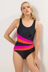 Tall Contrast Backless Swimsuit - Black - Size: 20