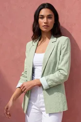 Textured Light Weight Blazer - Green - Size: 10