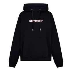 Mens Off White Rnd Logo Skt Hoody In Black-White - Size Large