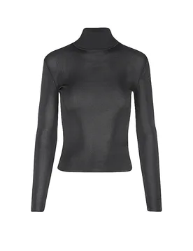 Jersey de cuello alto gris L - Self-Portrait - FashionsVida