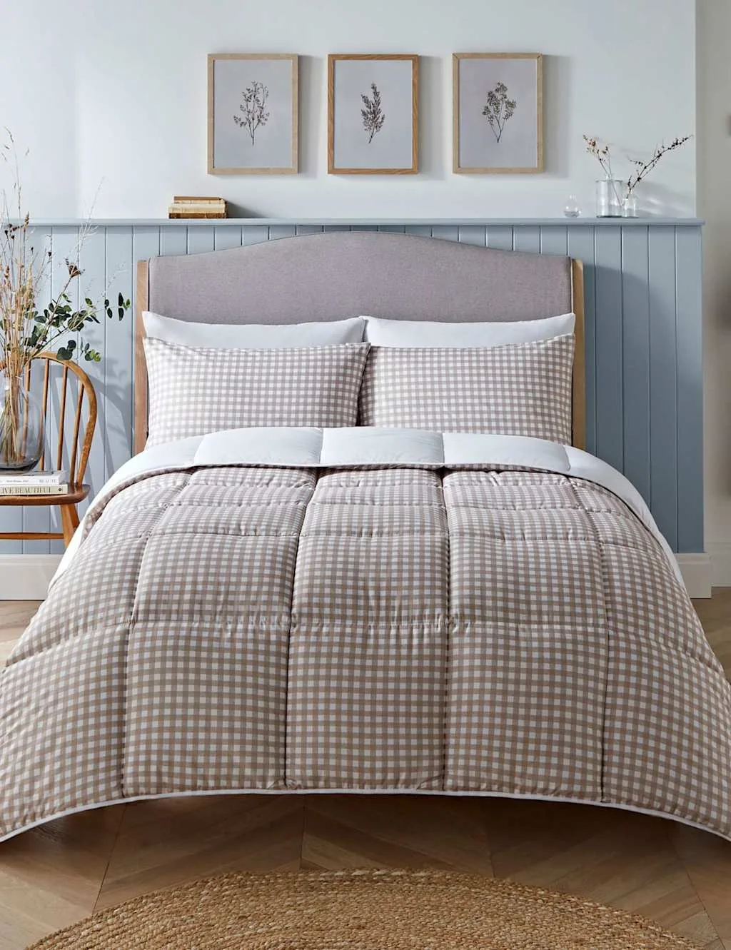 Gingham 10.5 Tog Coverless Duvet Set Taupe - Nightlark - FashionsVida