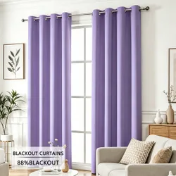 Pieza/2 piezas Cortinas opacas de unicolor/Diseño de ojales en la parte superior/Múltiples colores y tamaños disponibles/Cortinas opacas aislantes