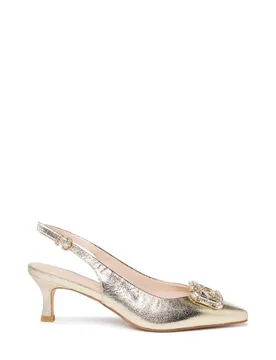 Women's Tierney' Stiletto Heel Slingback Shoes in Gold Size: 7 - Gold - Size: 7 - Paradox London - FashionsVida